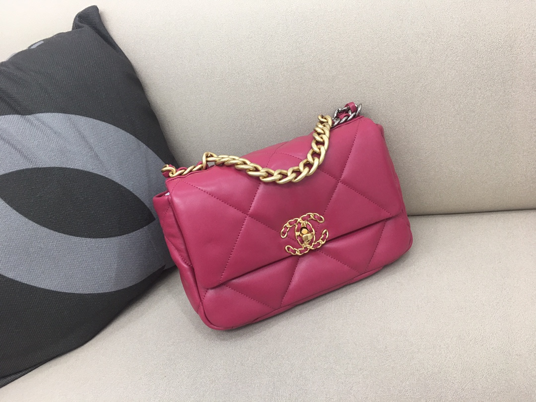 Lambskin 19 Handbag Flap Bag AS1160 Rose Red